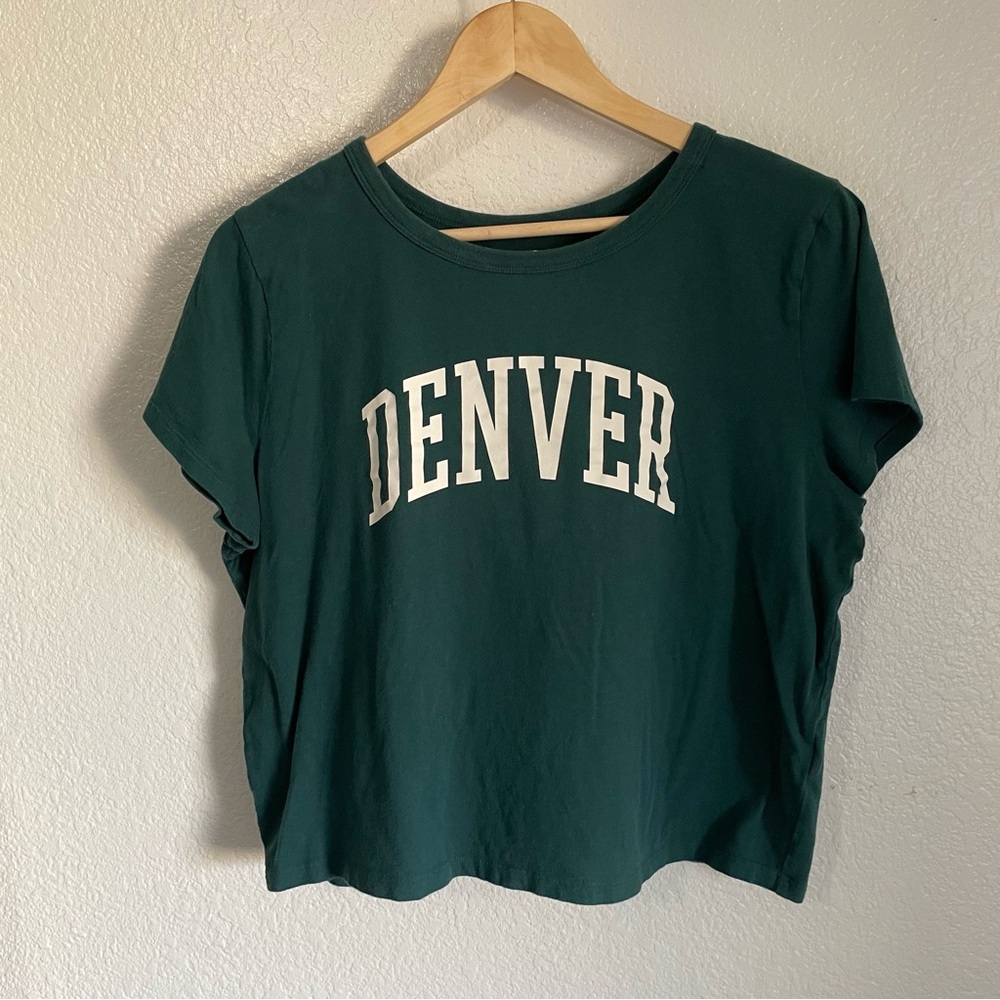 Hollister Dark Green Denver Baggy Oversized Crop Tee Short Sleeve T-Shirt Sz XL